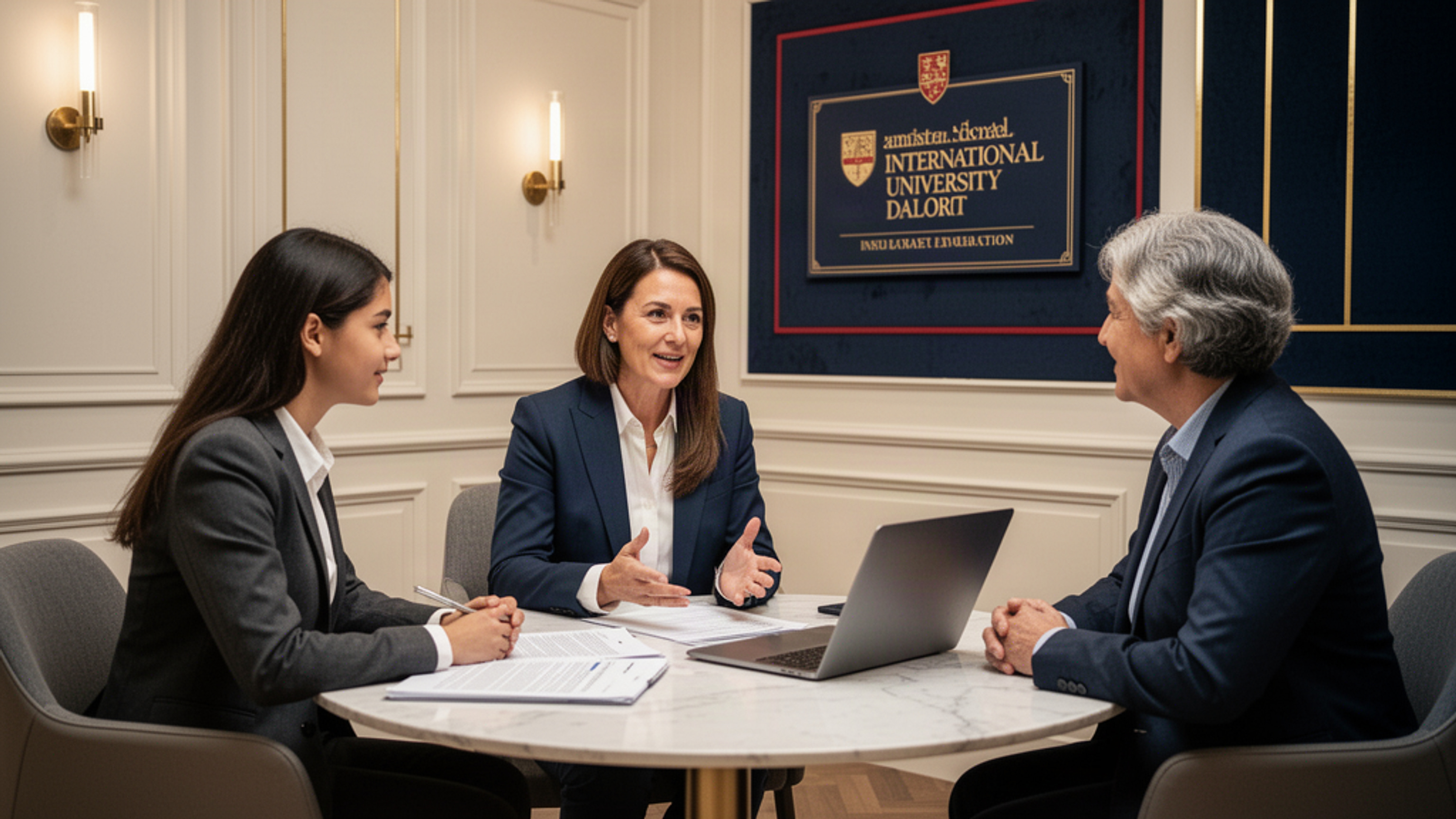 Education adviser meeting an international student